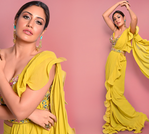 This Citrus Ruffle Saree Donned By Actress Surbhi Deserves A Place In Your Festive Wardrobe