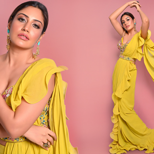 This Citrus Ruffle Saree Donned By Actress Surbhi Deserves A Place In Your Festive Wardrobe