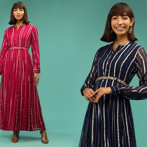 Update Your Style Statement With These Designer Long Georgette Kurtis