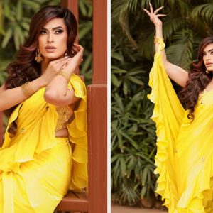 The Brilliant Casual & Festive Look of Sushant Divgikr In A Ruffle KALKI Saree