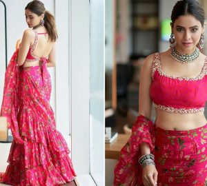 Aamna Sharif Sets Some Bridesmaids Goals in KALKI’S Floral Ruffle Saree