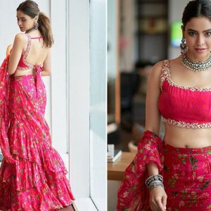 Aamna Sharif Sets Some Bridesmaids Goals in KALKI’S Floral Ruffle Saree