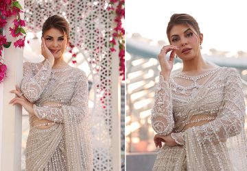 Jacqueline Fernandez Mesmerizes In An Embellished Sheer Ivory Saree At IIFA 2022