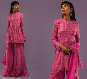 Look Versatile & Wow In Printed Sharara Suits