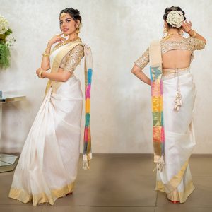 How To Wear Kerala’s Cultural Golden Border Saree