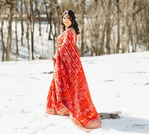 Beautiful! Neha Wore A Red Saree In The Snow For Her Wedding