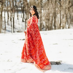 Beautiful! Neha Wore A Red Saree In The Snow For Her Wedding