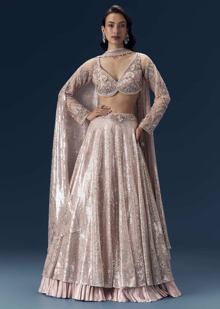 Pink Bridesmaid Lehega with Choker Dupatta

