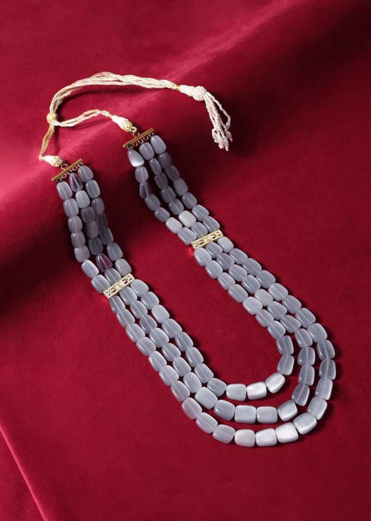 Gold Finish Long Mala In Mix Metal With Beads

