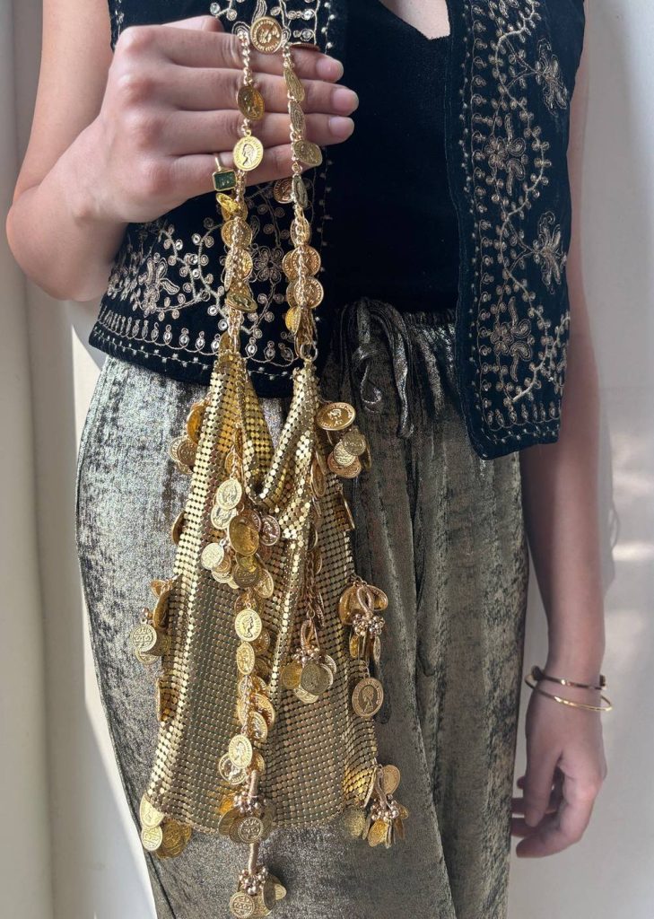 Gold Coin Tassel Potli Bag