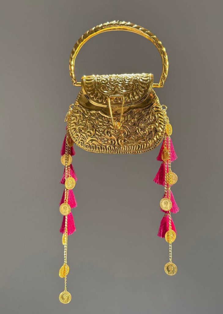 Gold Embossed Potli Handle Bag