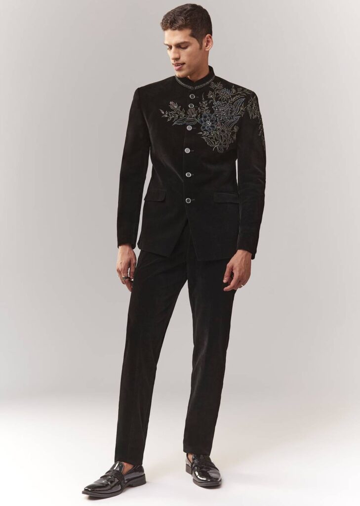 Black Velvet Jodhpuri With Cutdana And Bead Work

